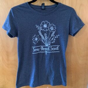 Charcoal Tee with Sow Good Seed graphic